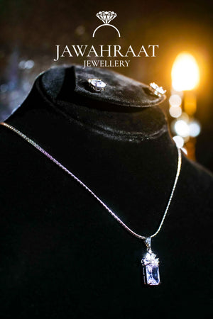 Silver CZ jewelry set | Cubic Zirconia necklace and matching earrings