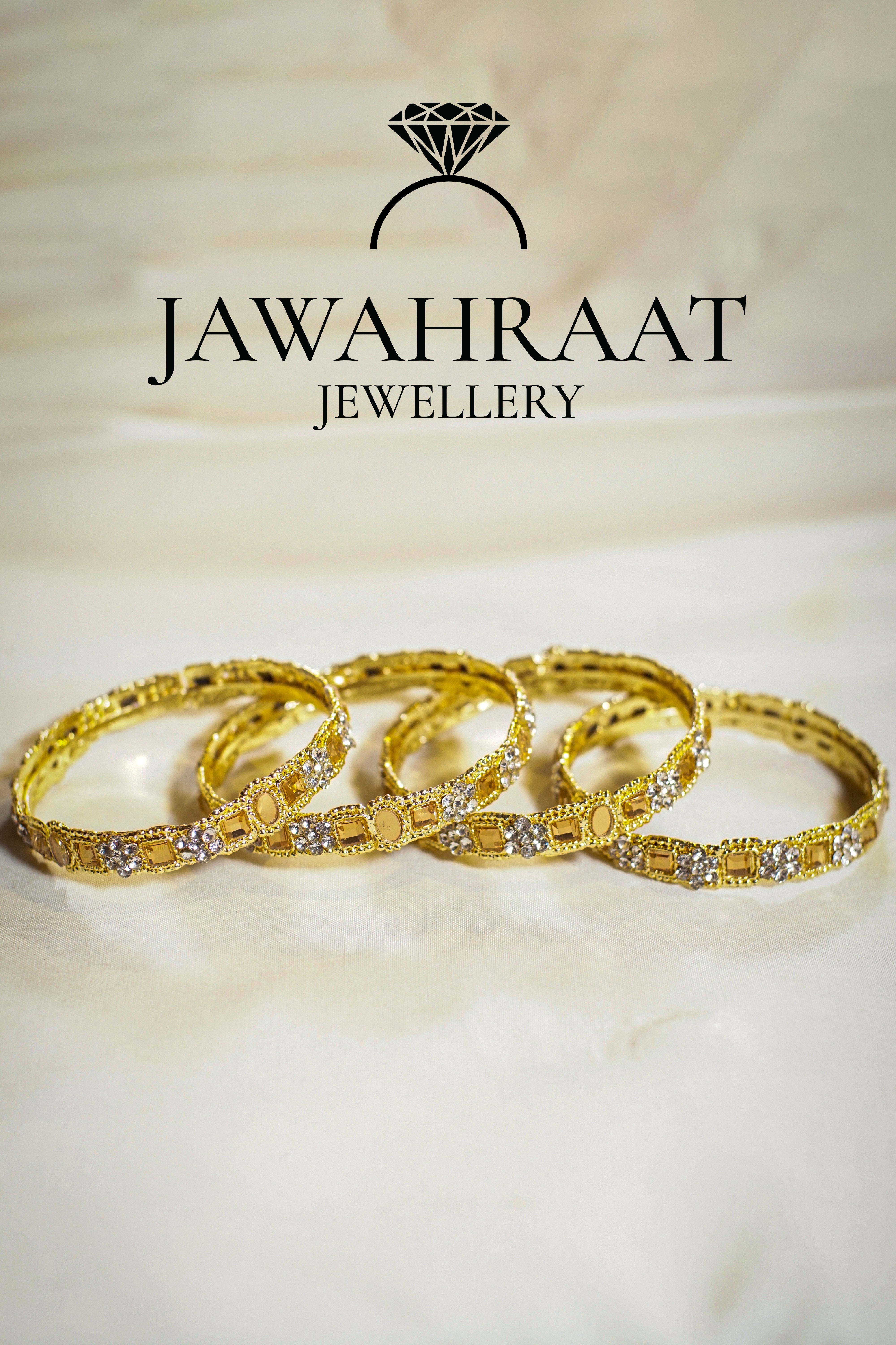Artificial Gold-Tone Dual Embellishment Bangle