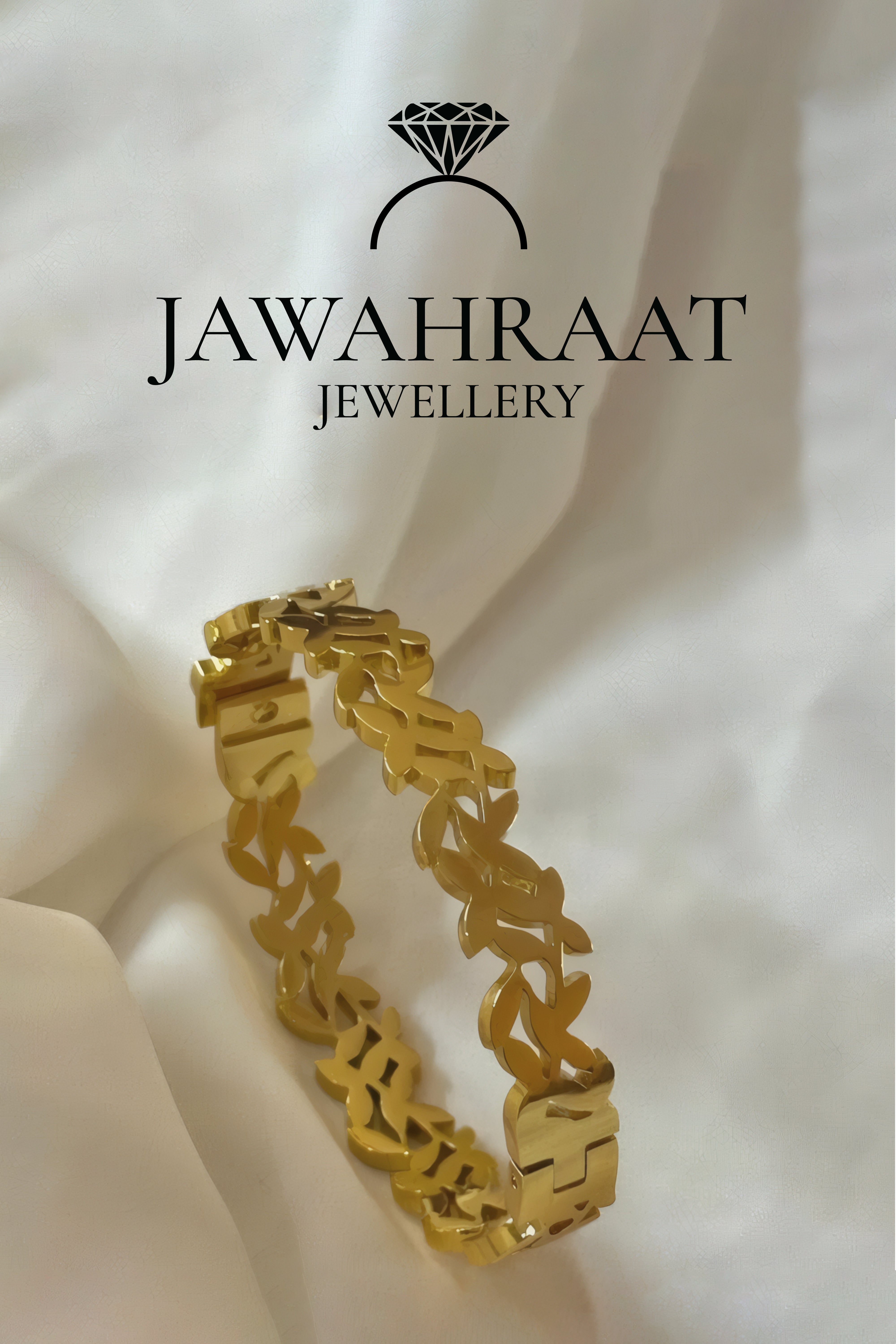 Delicate openwork leaf link bracelet in gold artificial jewellery - Jawahraat Jewellery