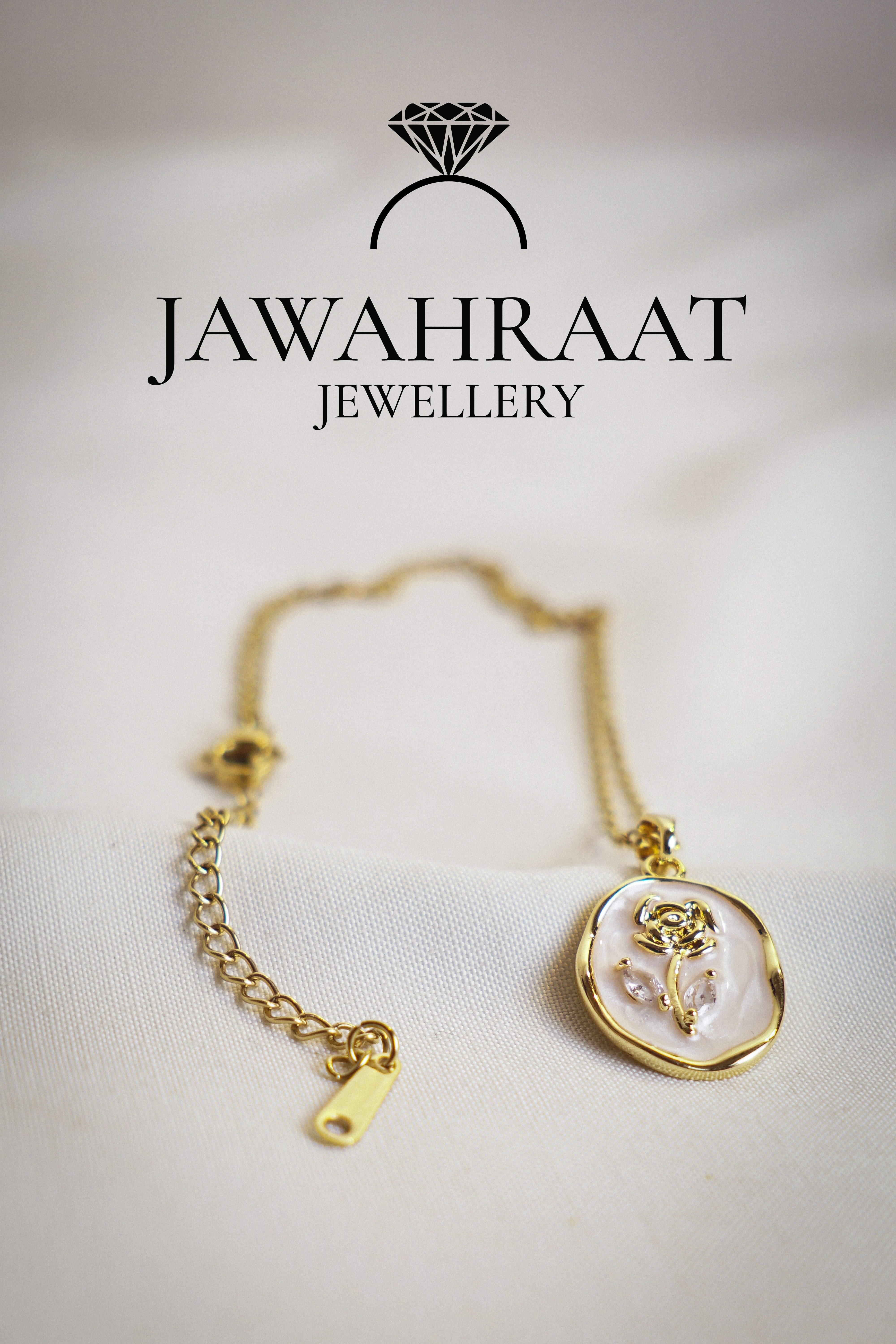 Elegant gold-tone stainless steel necklace featuring a delicate rose pendant, perfect for everyday elegance with anti-tarnish shine.


