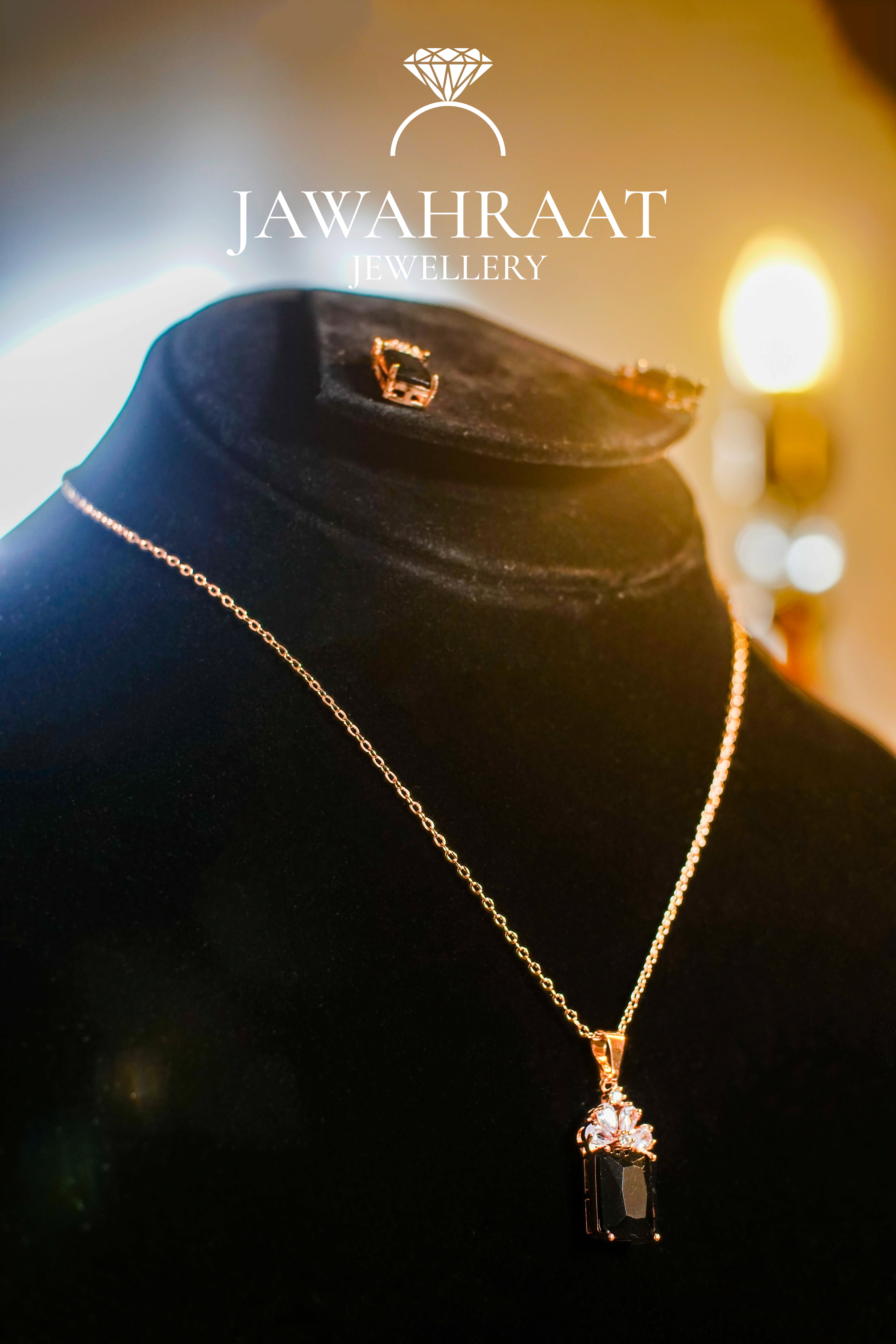Black stone necklace and earring set | Elegant black stone party jewelry